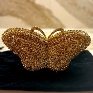 Gorgeous Swarovski Crystal Elements Gold Butterfly Clutch, Shoulder/Crossbody